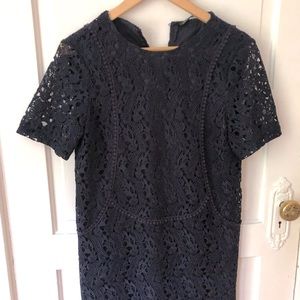 Zara Navy Blue Lace Evening Dress